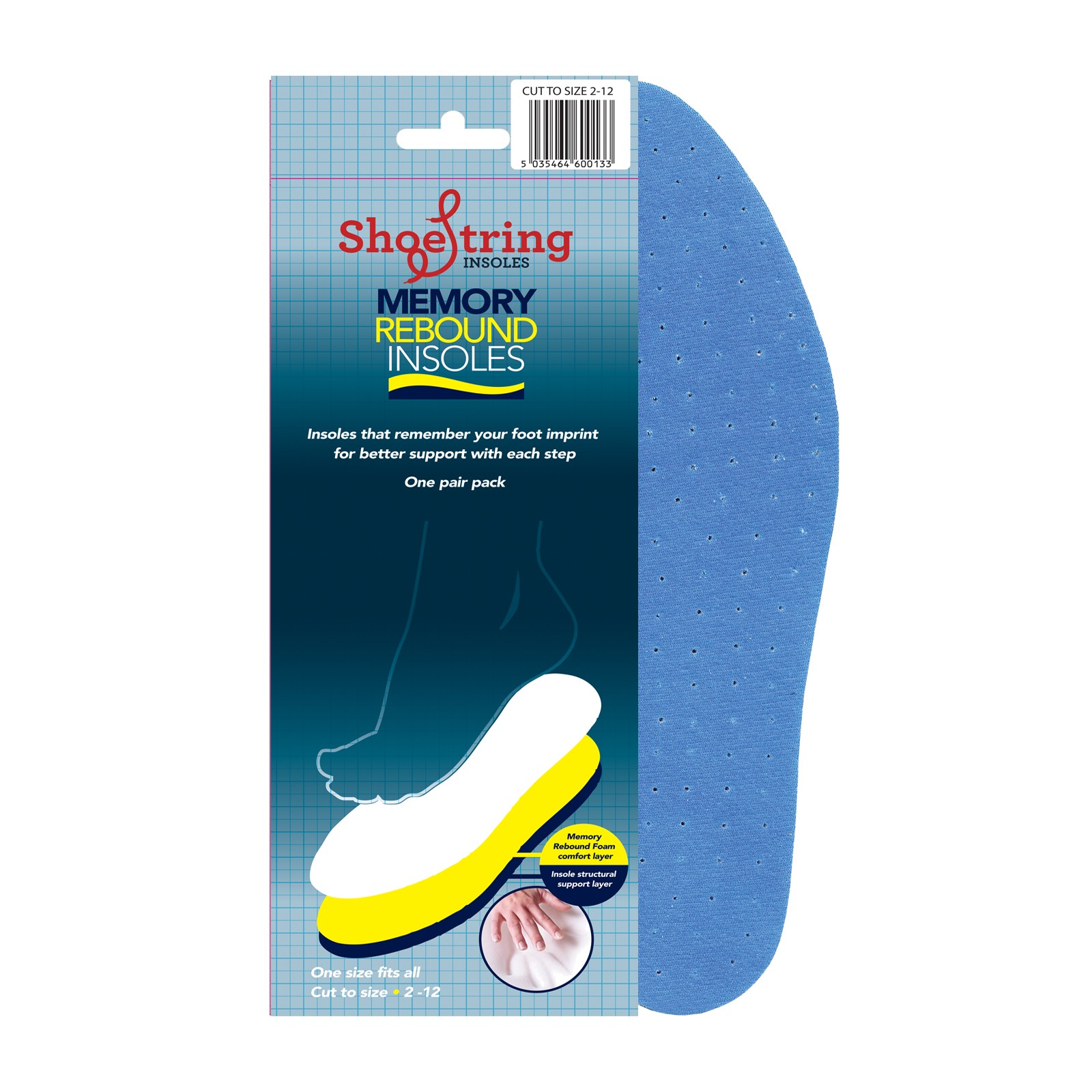 Shoe String Cut To Size Insoles Memory Foam
