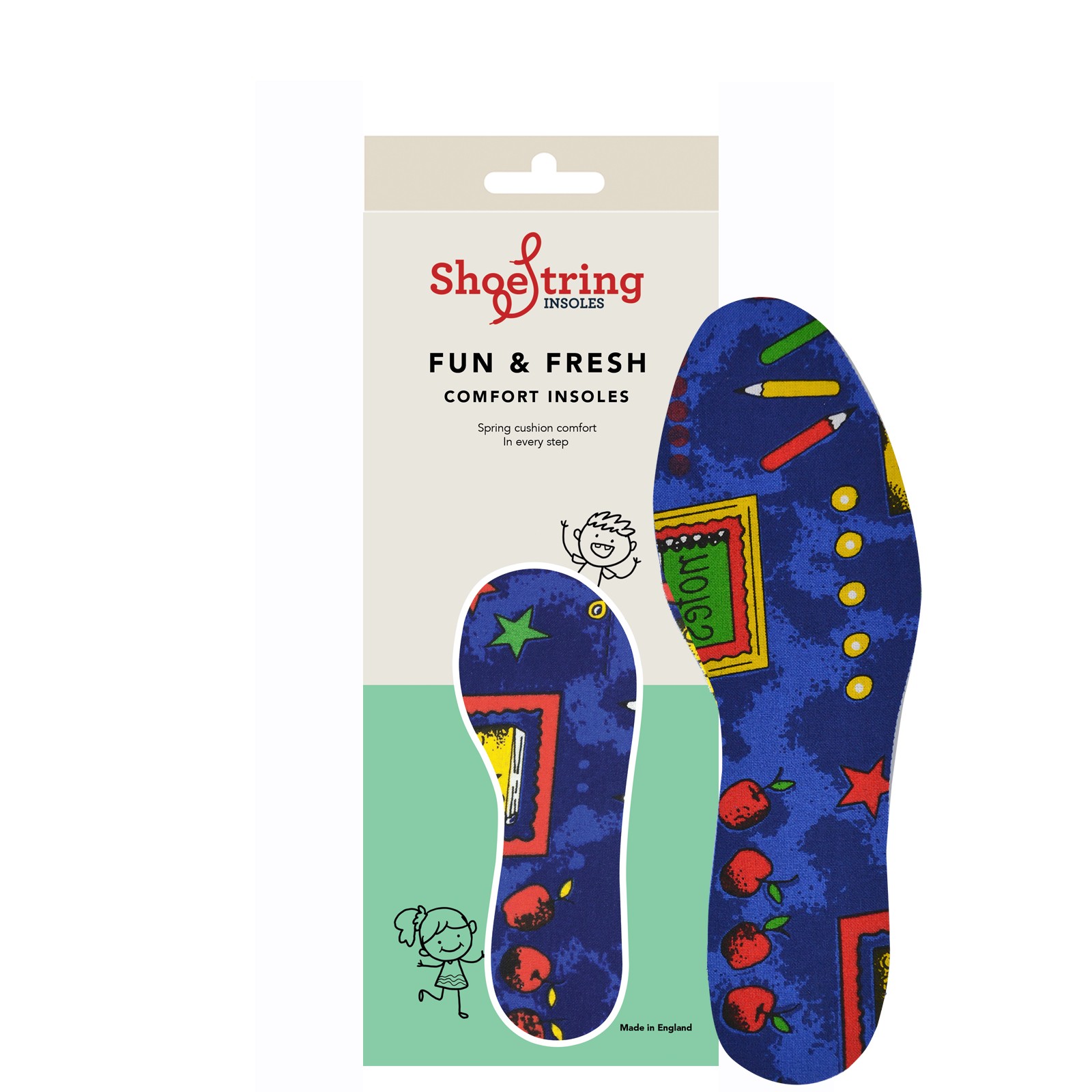 Shoe String Insoles Childs Pencil Printed Cut To Size
