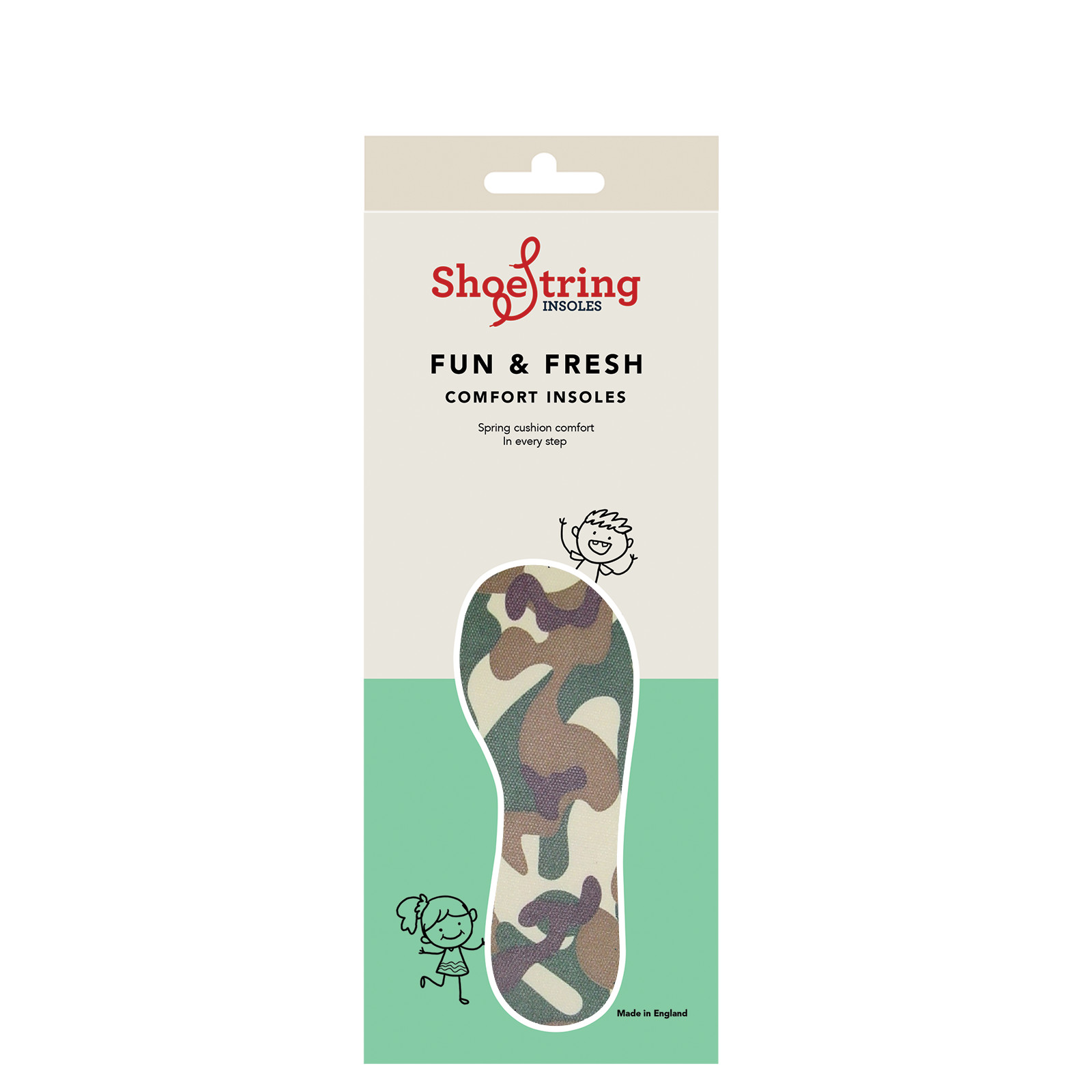 Shoe String Cut To Size Insoles Childs Camo 