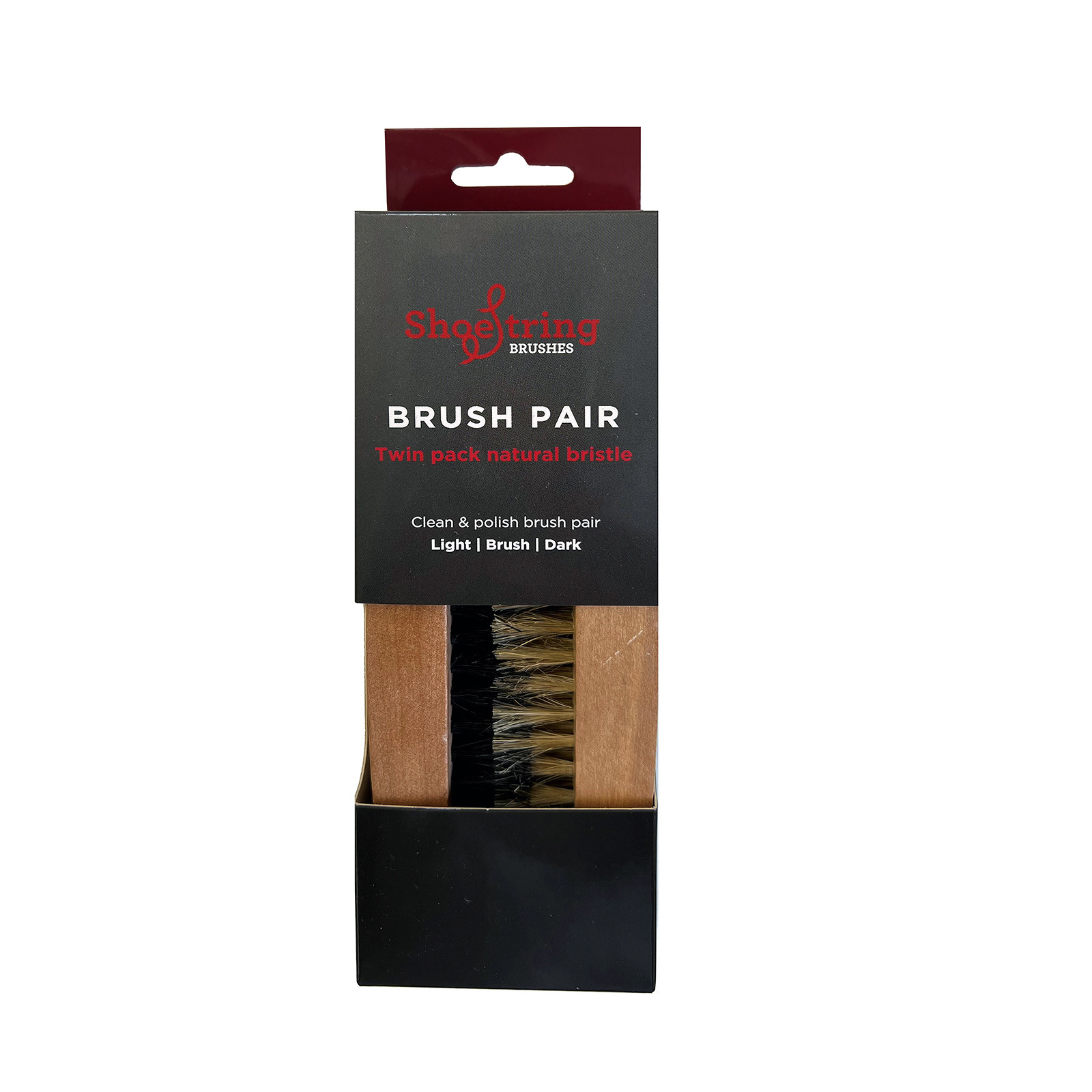 Shoe String Brushes Pair Pure Bristles Light & Dark 