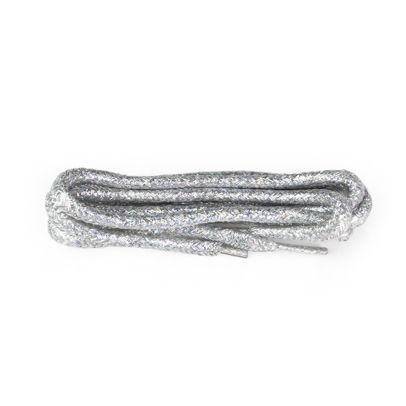 Glitter Silver Round 120cm Laces Banded