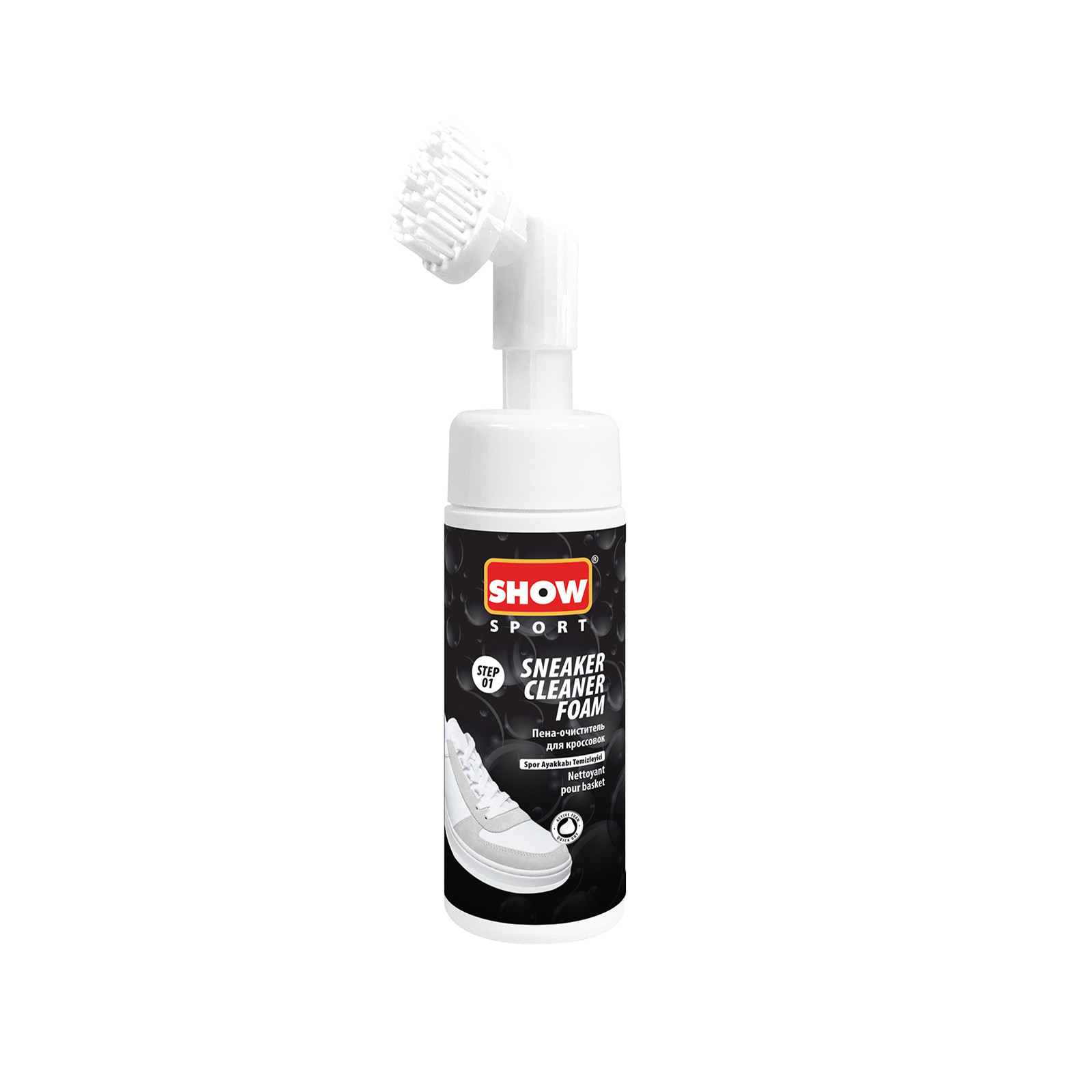 Show Sneaker Cleaner Foam Brush Top 150ml  Step 1: Clean