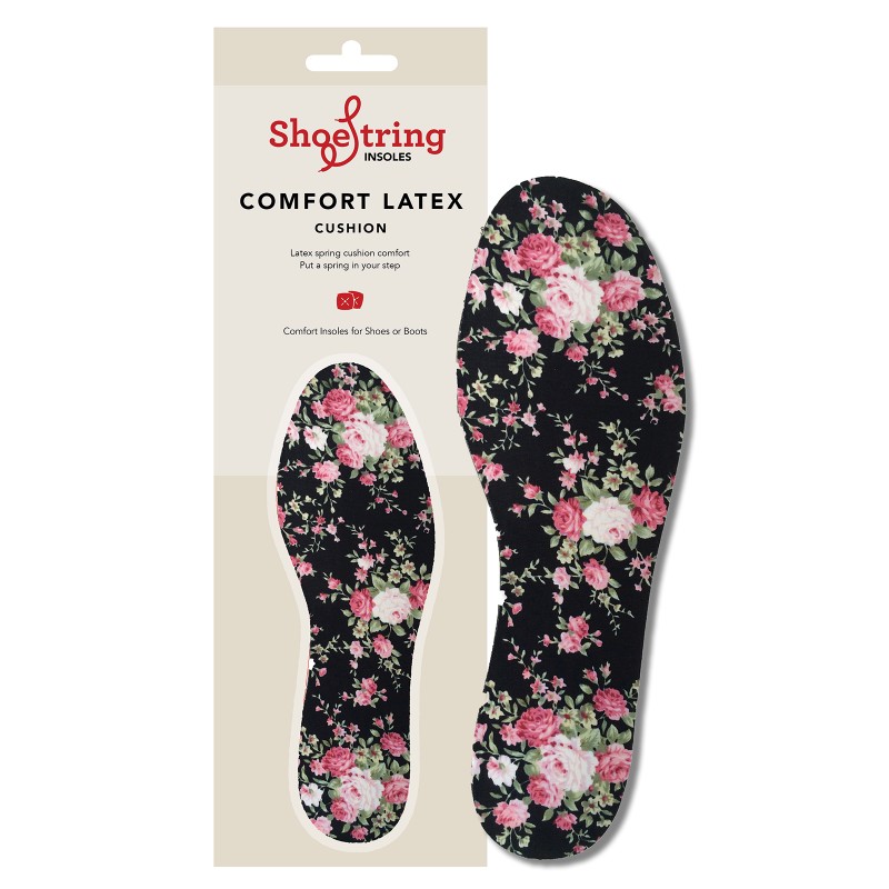Shoe String Cut To Size Insoles Roses Print Ladies 