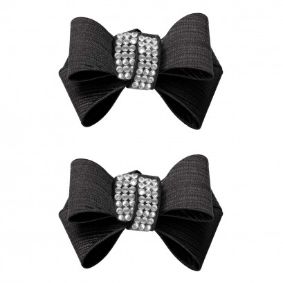 Shoe Clips Textured Bow Crystal Centre